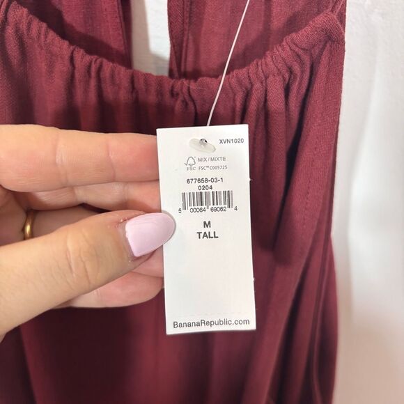 Banana Republic Halter Midi Dress NEW with tags Size Medium Tall Red Wine - Picture 11 of 14